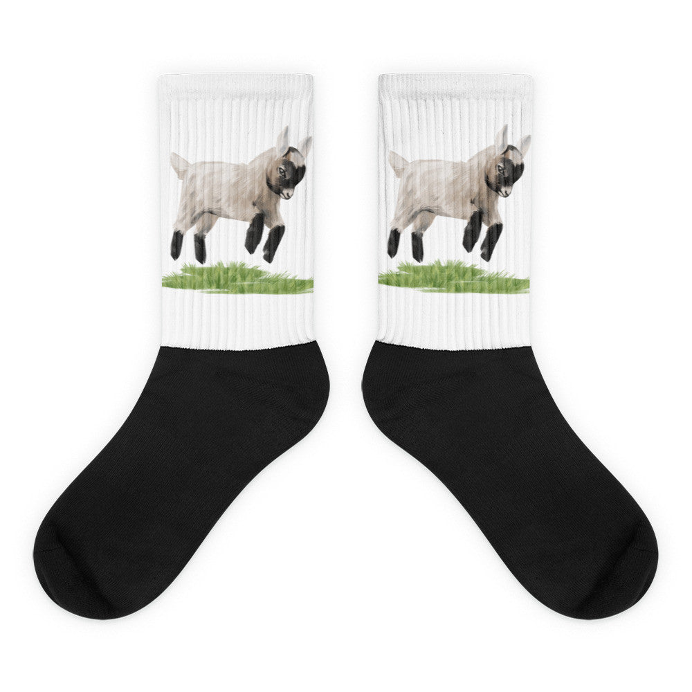Jumping Baby Goat Black Foot Socks 