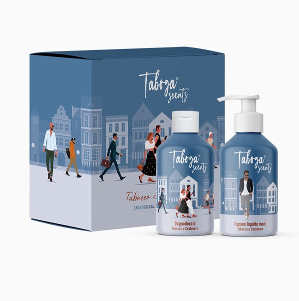 Image of Taboga scents Tobacco e Cashmere Bagnodoccia 250ml + Sapone Liquido Mani 250ml KIT cod007