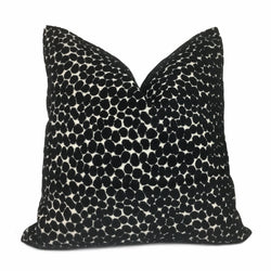 Designer Black Cut Velvet Dots Texture Pillow Cover