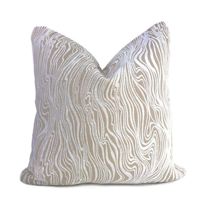 Belleterre Abstract Topography Lines Cream Beige Chenille Pillow Cover Sham 16x16 18x18 20x20 22x22 24x24 26x26 28x28