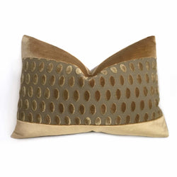 Camel Gold Coins Cut Ovals Panel Lumbar Pillow Cover