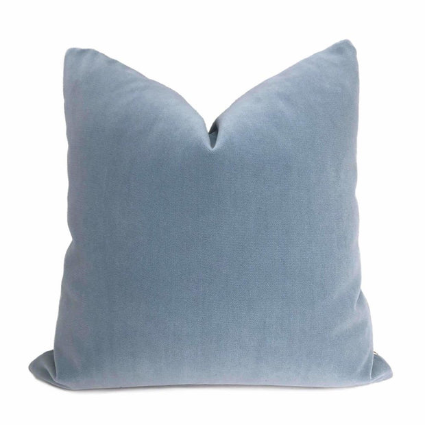 Chambray Blue Velvet Pillow Cover Cushion Pillow Case Euro Sham 16x16 18x18 20x20 22x22 24x24 26x26 28x28 Lumbar Pillow 12x18 12x20 12x24 14x20 16x26 by Aloriam