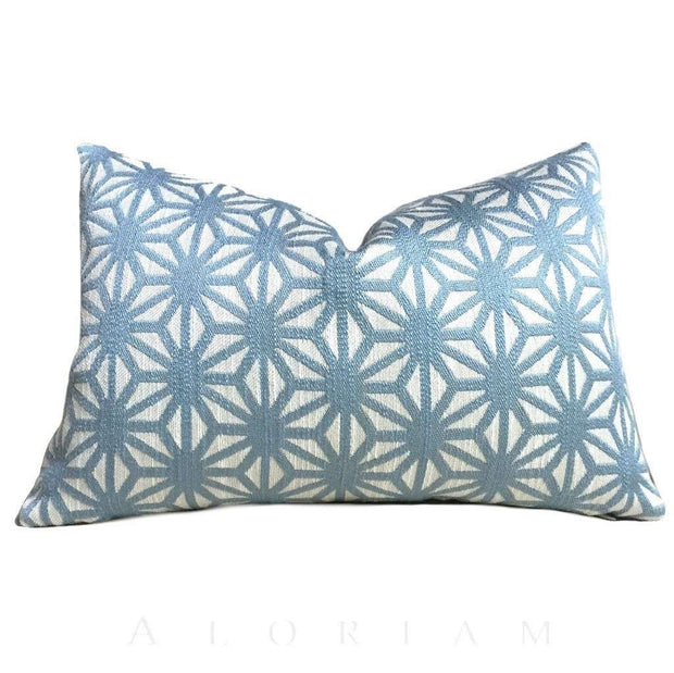 Designer Light Blue Cream Geometric Star Lattice Pillow Cover