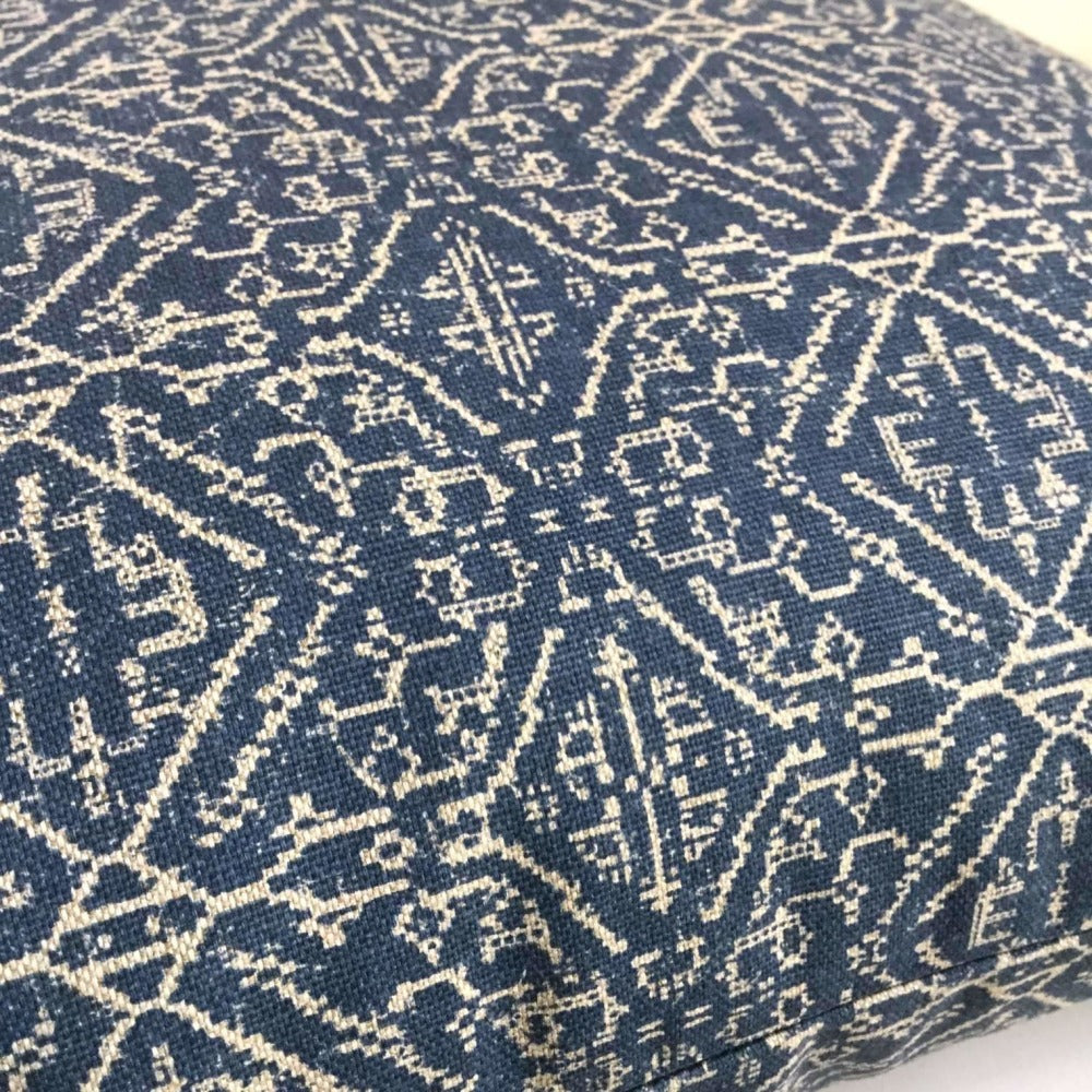 Designer Priya Blue Beige Tribal Ethnic Geometric Pillow Cover (Made f ...