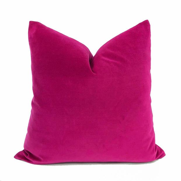 Fuchsia Pink Cotton Velvet Pillow Cover Cushion Pillow Case Euro Sham 16x16 18x18 20x20 22x22 24x24 26x26 28x28 Lumbar Pillow 12x18 12x20 12x24 14x20 16x26 by Aloriam