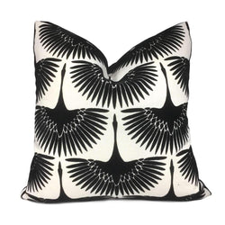 Genevieve Gorder Crane Flock Velvet Onyx Black White Pillow Cover