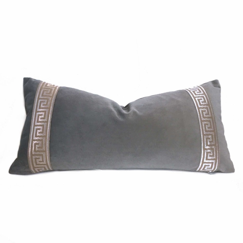 gray velvet pillow covers