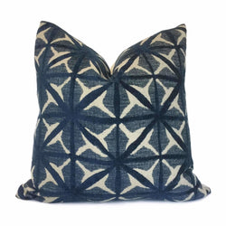 Jaipur Blue Beige Geometric Grid Pillow Cover Cushion Pillow Case Euro Sham 16x16 18x18 20x20 22x22 24x24 26x26 28x28 Lumbar Pillow 12x18 12x20 12x24 14x20 16x26 by Aloriam