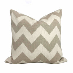 Kravet Jonathan Adler Limitless Pebble Beige Cream Chevron Stripe Pillow Cover