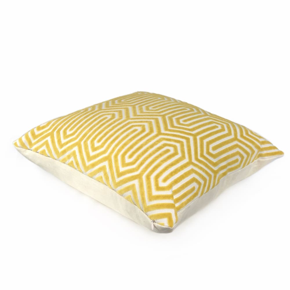 Maestro Geometric Buttercup Yellow Cut Velvet Pillow Cover – Aloriam
