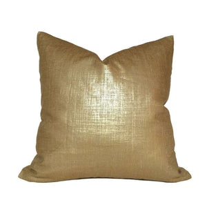 Metallic Gold Glazed Linen Pillow Cover