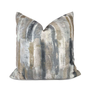 Modern Painterly Stripes Taupe Gray Neutral Digital Print Pillow Cover
