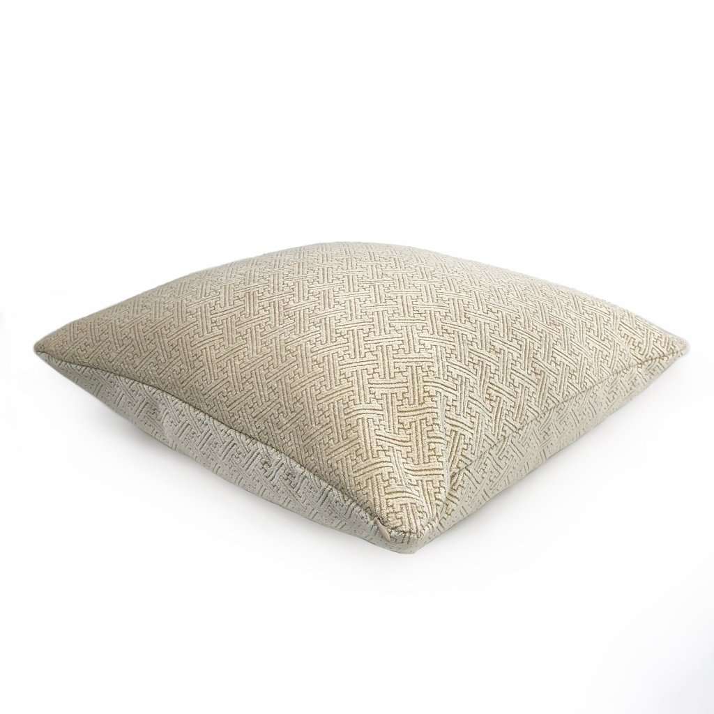 Petra Cream Geometric Greek Key Chenille Texture Pillow Cover – Aloriam