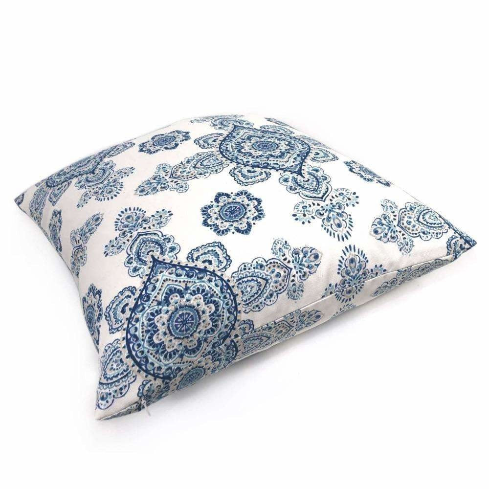 Alyssa Blue White Taupe Paisley Medallion Pillow Cover – Aloriam