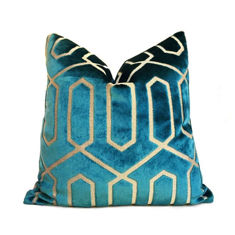 teal gold cushions