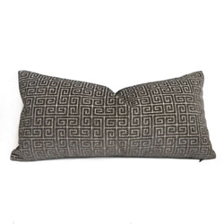 Robert Allen Dark Gray Plush Greek Keys Velvet Chenille Pillow Cover