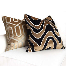 Aramis Gold Tan Leopard Spot Cut Velvet Pillow Cover