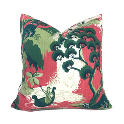 Robert Allen Madcap Cottage Road to Canton Pink Green Chinoiserie Asian Pillow Cover by Aloriam