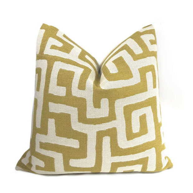 Robert Allen Maze Along Zest Chartreuse Ethnic Tribal Geometric Pillow Cover Cushion Pillow Case Euro Sham 16x16 18x18 20x20 22x22 24x24 26x26 28x28 Lumbar Pillow 12x18 12x20 12x24 14x20 16x26 by Aloriam