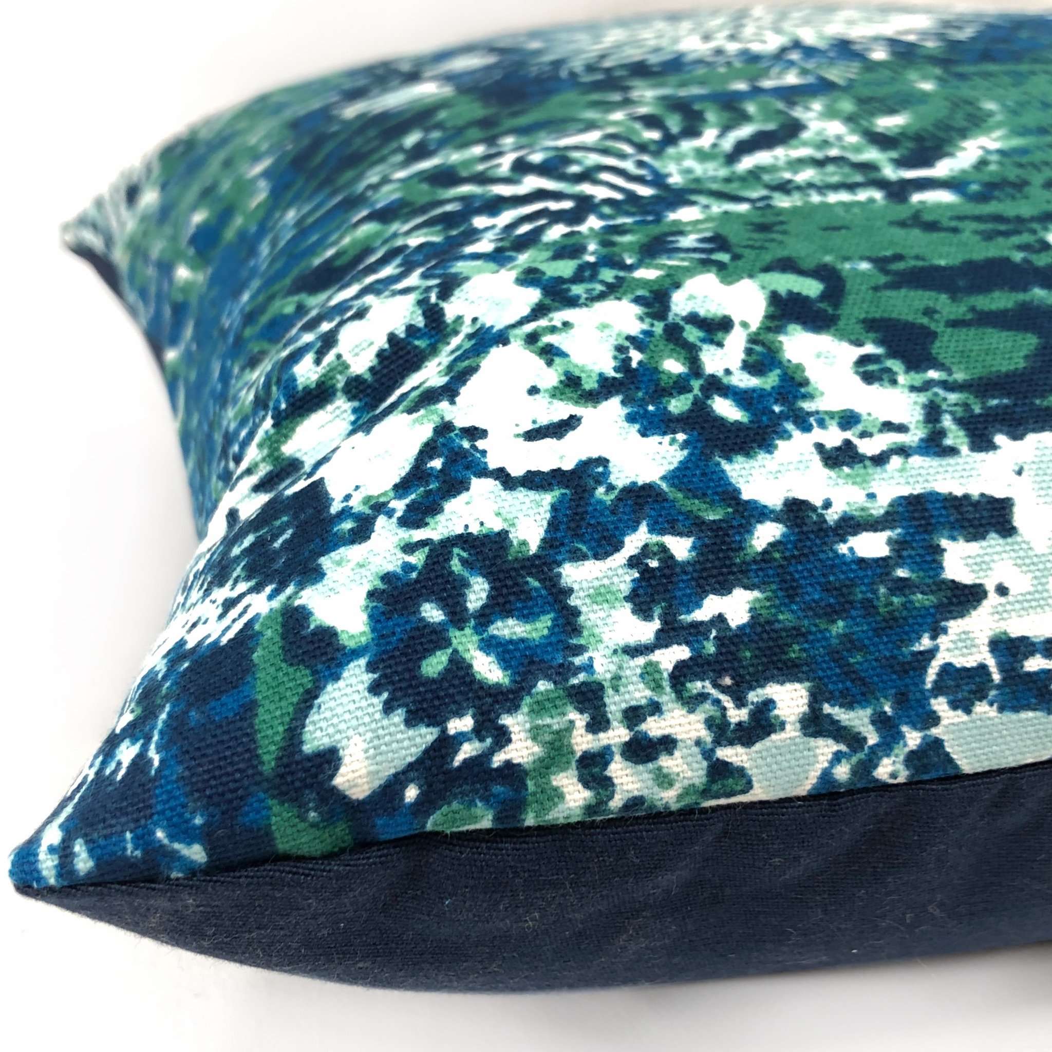 Blue Green Modern Floral Throw Pillow Cover