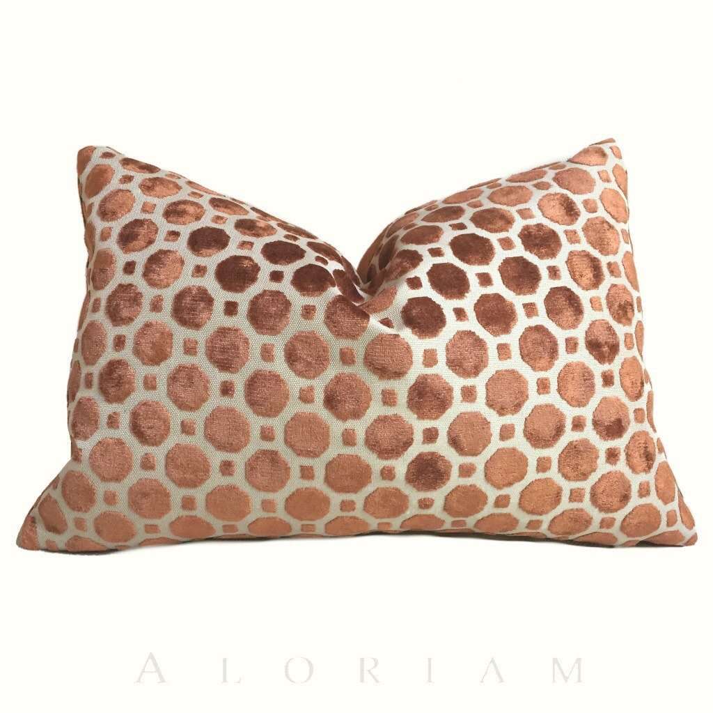 Robert Allen Velvet Geo Copper Penny Cut Velvet Pillow ...