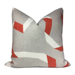 Robert Allen Vento Ribbon Gray Orange White Pillow Cover