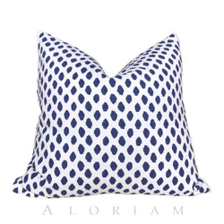 Lacefield Sahara Ikat Dots Blue White Cotton Throw Pillow Cushion Cover