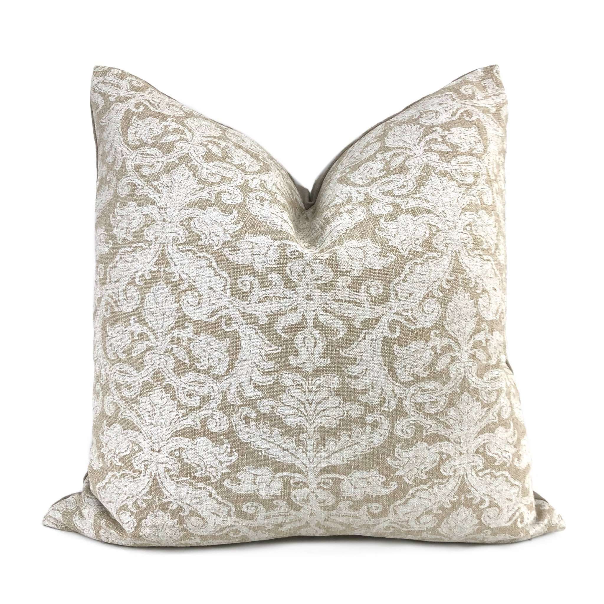 Savannah Chalk White Beige Damask Floral Pillow Cover (Lacefield Desig –  Aloriam