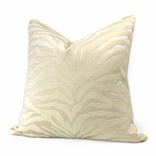 Two Tone Cream Ivory Tiger Stripe Chenille Pillow Cover – Aloriam