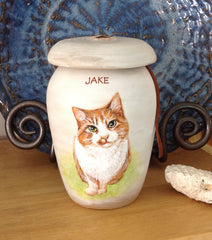 Handpainted ceramic urn from your pet's photo