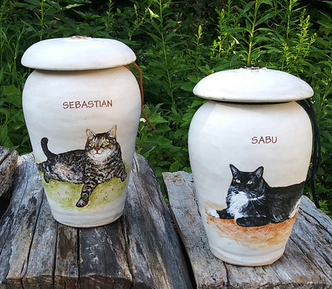Sabu and Sebastian Pet Urns