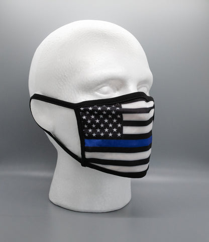 Thin Blue Line Mask, American Flag Mask, Reversible, Police Mask