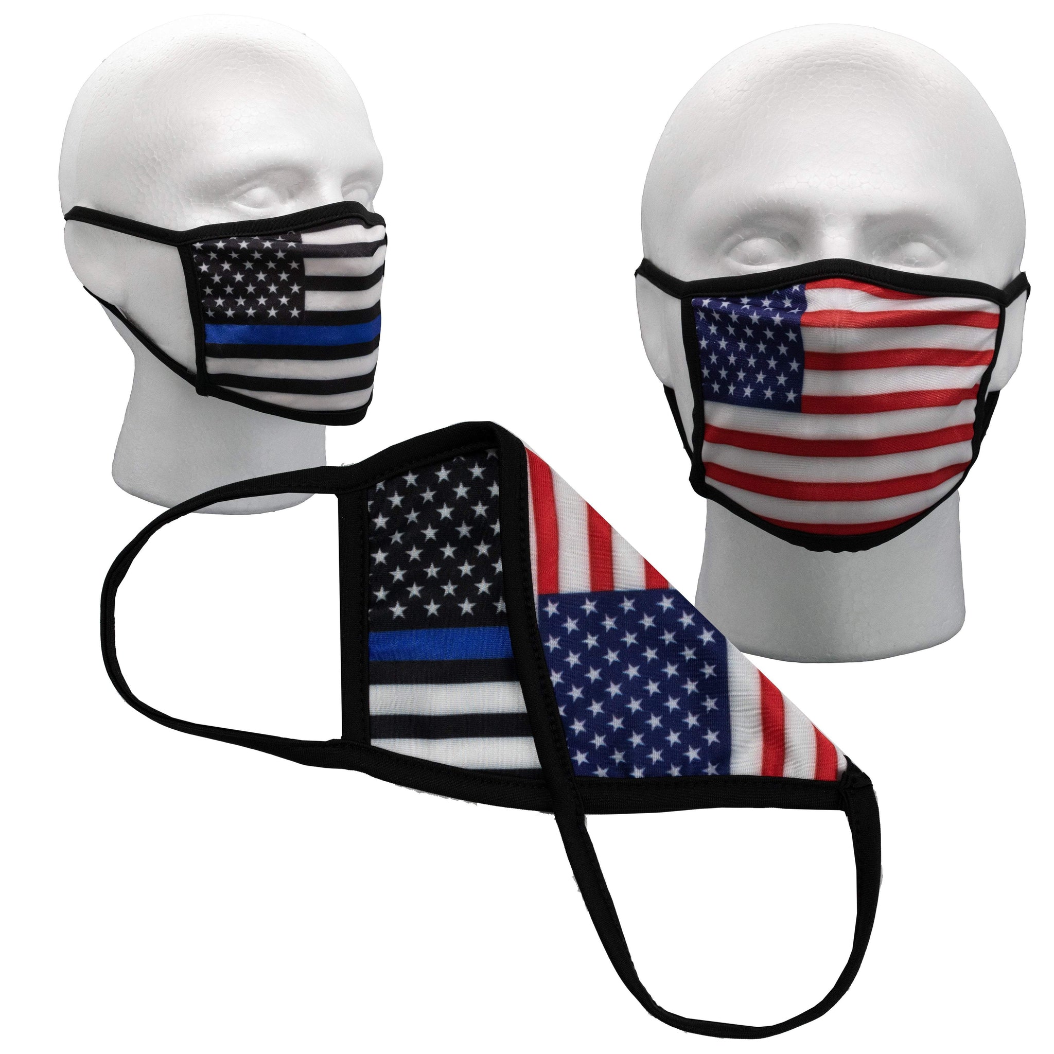 Thin Blue Line Mask, American Flag Mask, Reversible, Police Mask