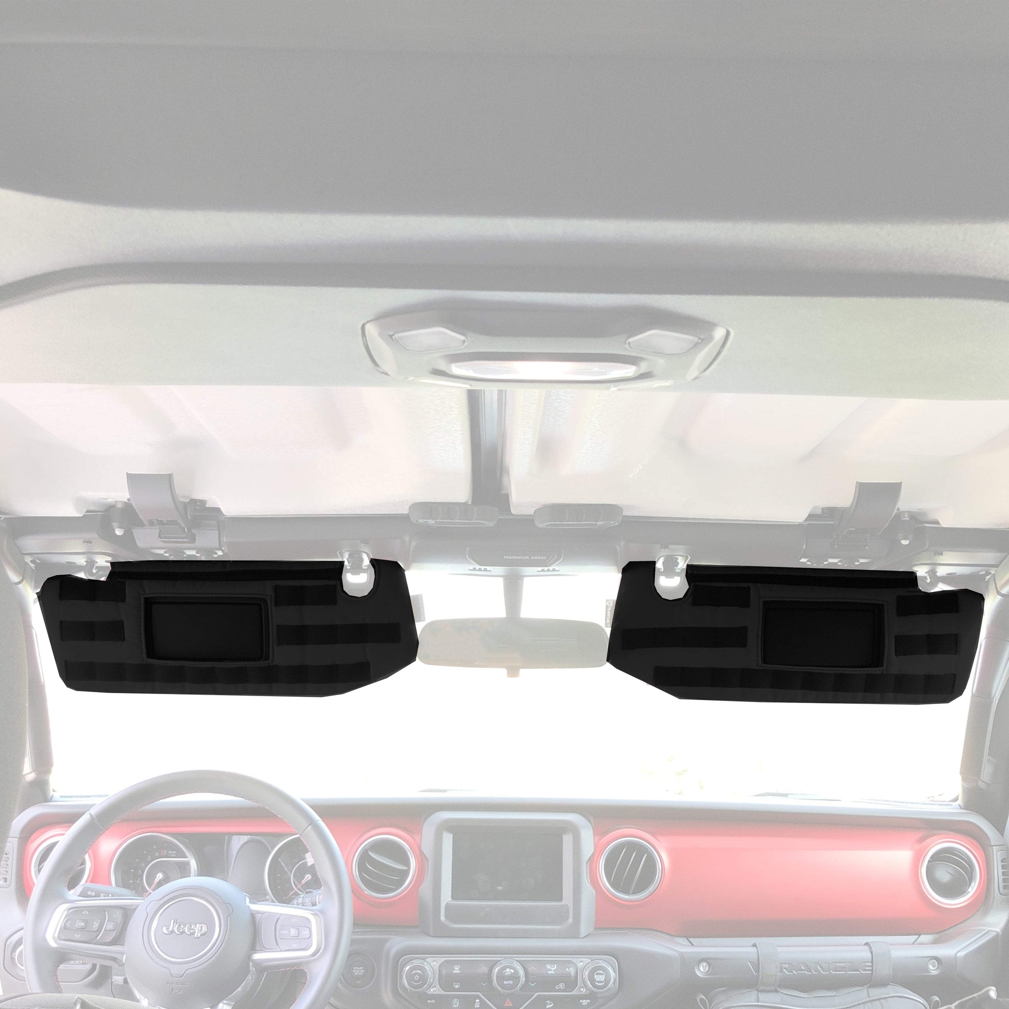 MOLLE Visor covers for Jeep Wrangler JL JLU 2018-23 (NO Garage Door Opener  Cut-out) w/ PALS/MOLLE (pair) | Bartact