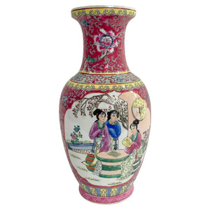 Vintage Oriental Ceramic Vase with Ladies in the Garden Design - Atlas Showroom - Oriental Vase