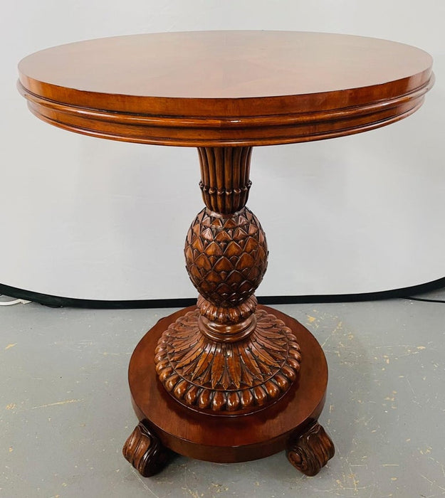 Vintage Ethan Allen Round Pineapple Pedestal Side or End Table