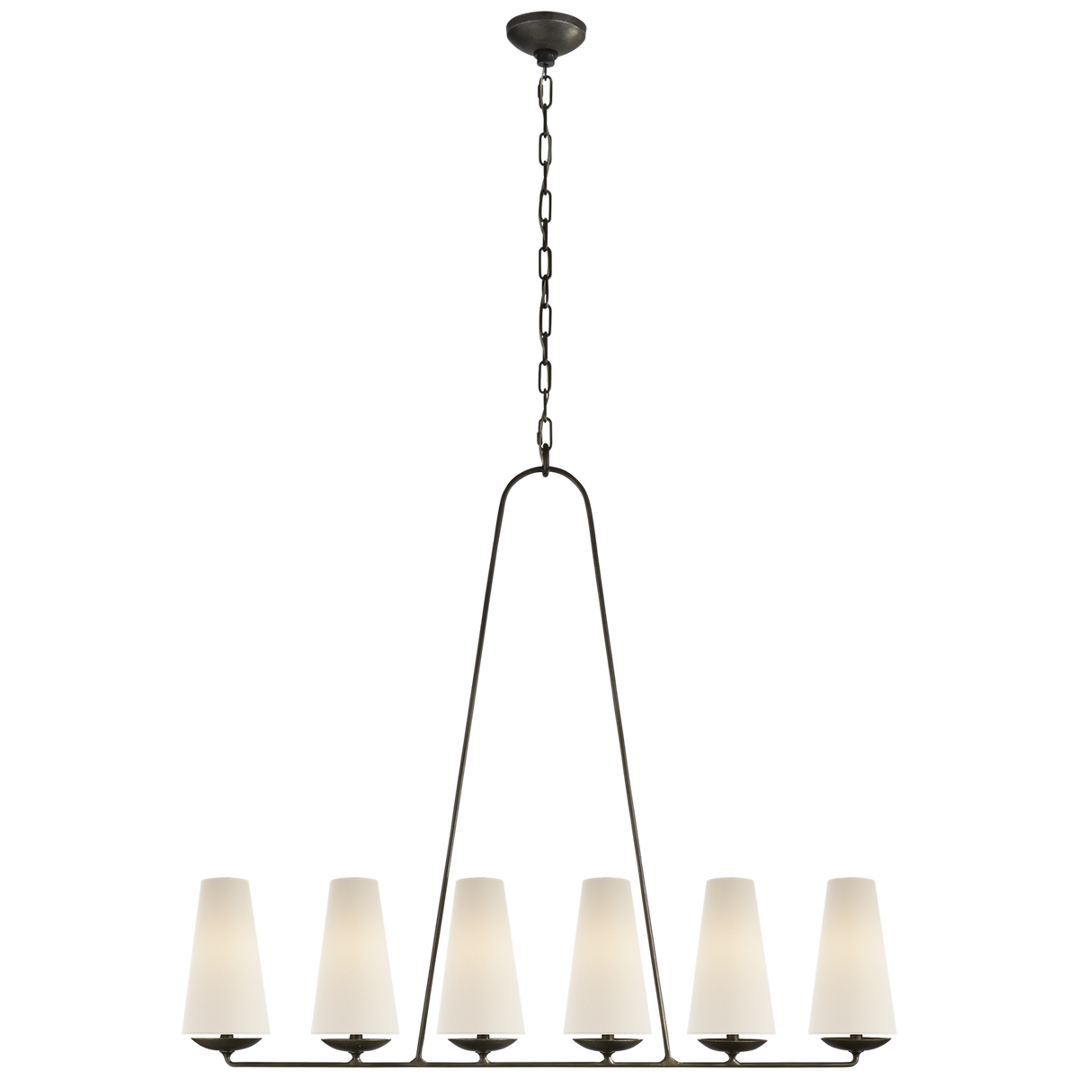 linear pendant with linen shades