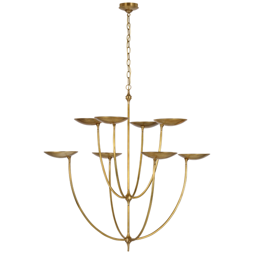 Farlane Small Chandelier in Hand-Rubbed Antique Brass with Natural