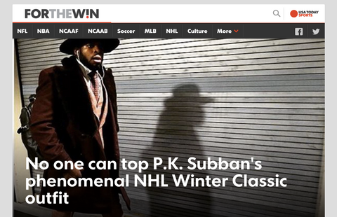 No one can top P.K. Subban's phenomenal NHL Winter Classic outfit