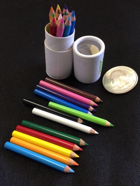 Miniature Colored Pencils with Sharpener and Eraser