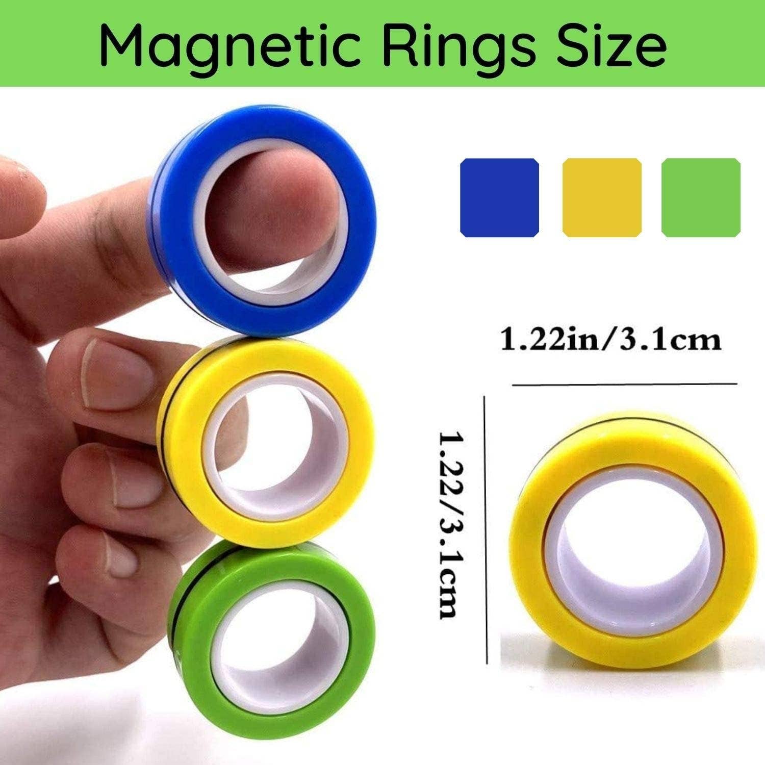 Amazon.com: FinGears Magnetic Finger Rings Medium Blue Black : Toys & Games