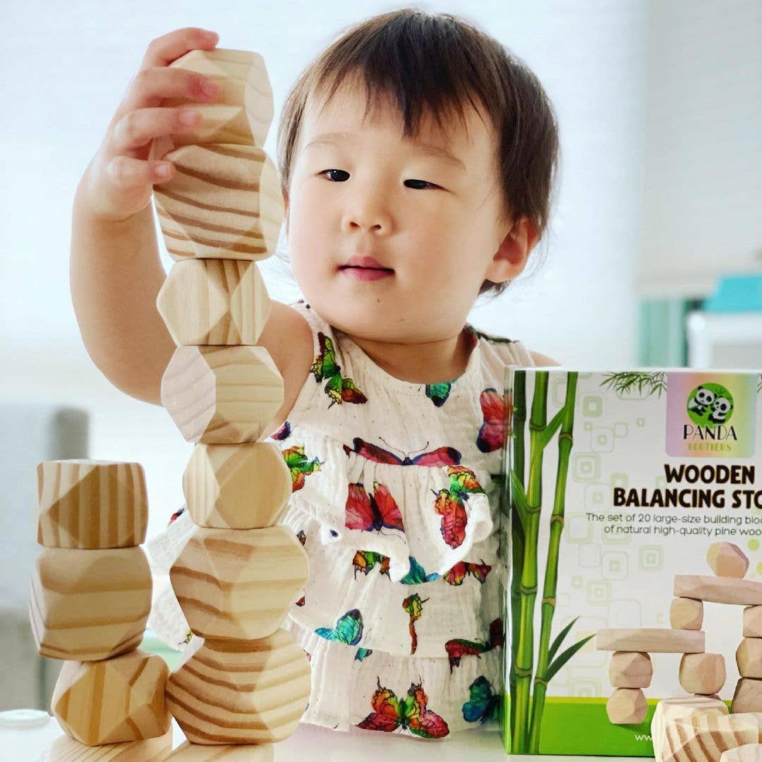 Jumbo 30 Pcs Wooden Stacking Balance Stone Blocks - Natural Pine Wood –  Pidoko Kids