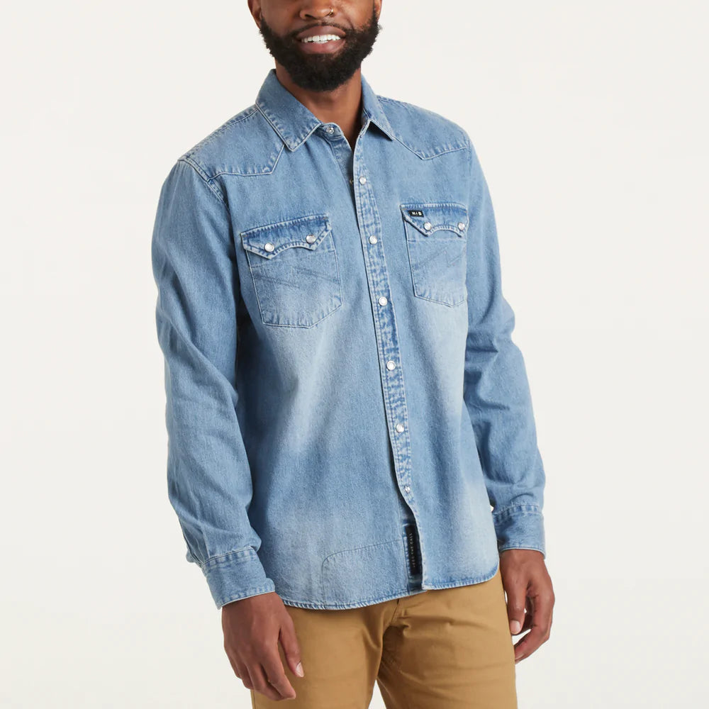 Barstow Western Denim Shirt - Medium Wash