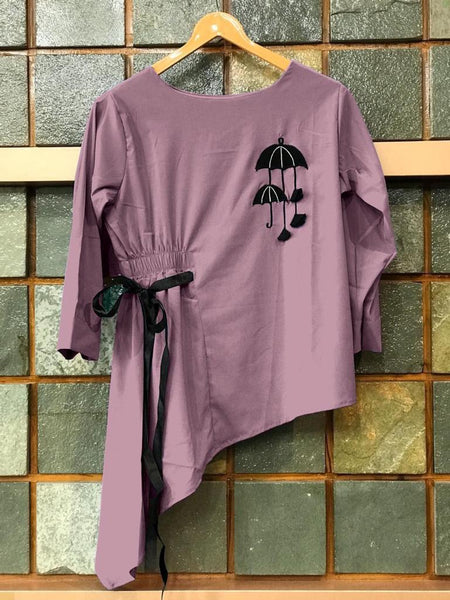 Purple Rayon Western Wear Top 