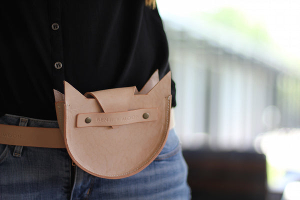 Natural Leather Dog Walking Belt-Bag