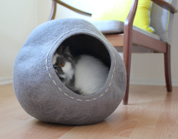 Benji + Moon | Hand-felted Merino Wool Cat Den / Cocoon