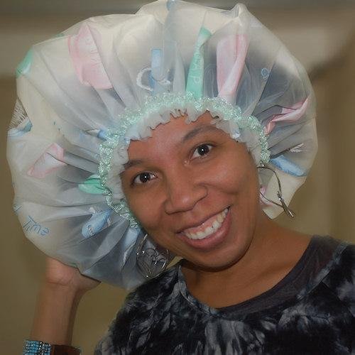 large showercap VOOR TREATMENT VOOR ZWEMMERS MET KROES OF KRULLEND HAAR