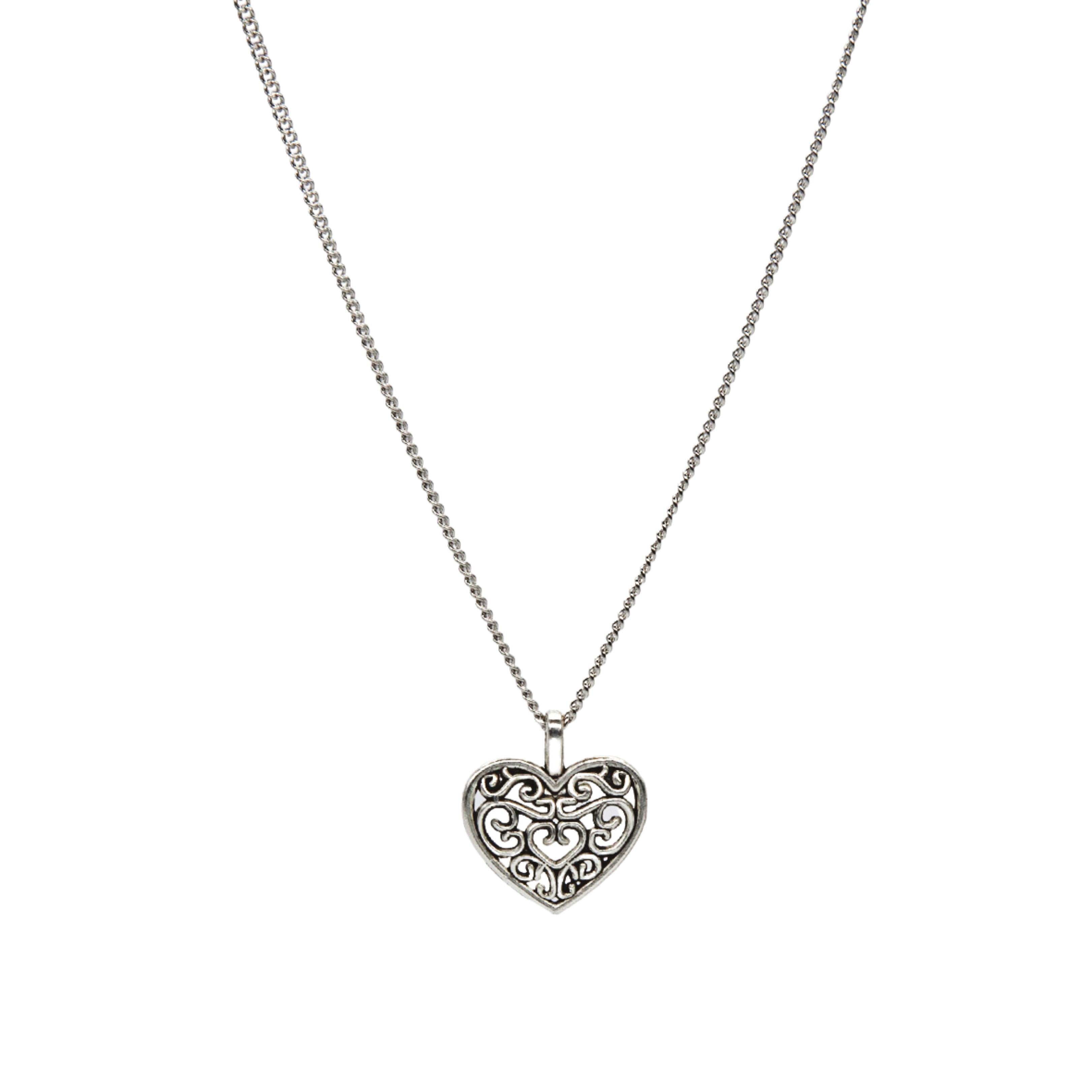 Silver Filigree heart Necklace - Adjustable Length – The Eden Shop