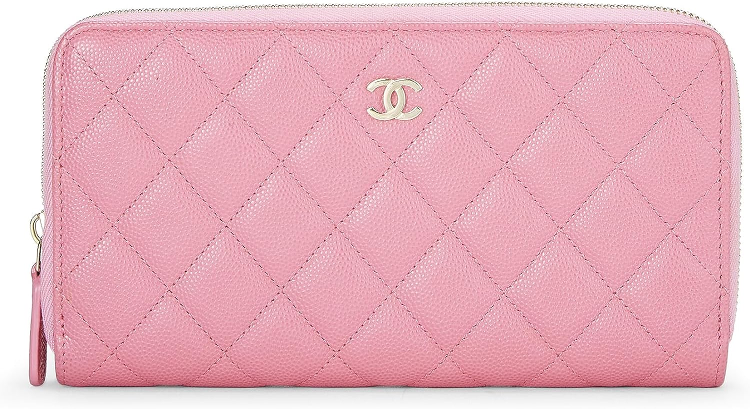 Chanel, Pre-Loved Pink Caviar Zip Around Wallet, Pink