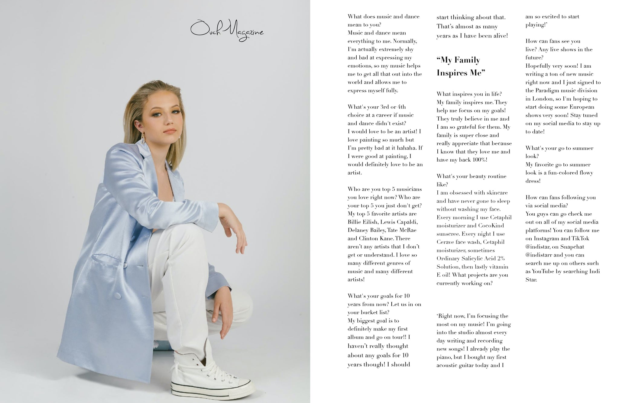 Ouch Magazine Gen Z issue starring  Singer Indi Star_2